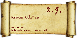 Kraus Géza névjegykártya